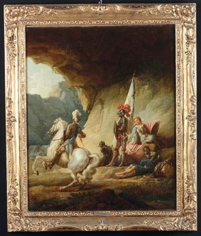 Christian Wilhelm Dietrich (weimar 1712 - Dresda 1774)cavalieri All’interno di una Grotta