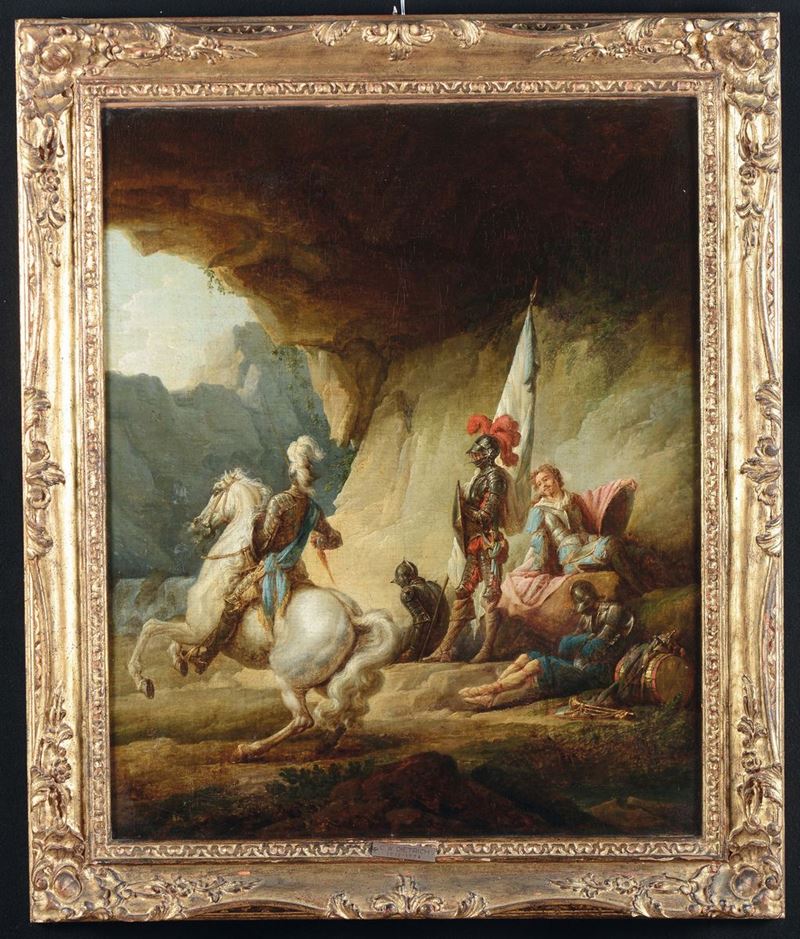 Christian Wilhelm Dietrich (Weimar 1712 - Dresda 1774) Cavalieri all’interno di una grotta  - Auction Fine Art Selection - Cambi Casa d'Aste