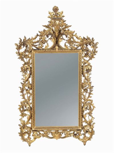 Specchiera in Legno Intagliato e Dorato, Firenze XIX Secolo