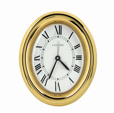 Cartier, “baignoire 1920”, Pendoletta con Funzione di Sveglia, al Quarzo, Ottone Placcato Oro, Ca...