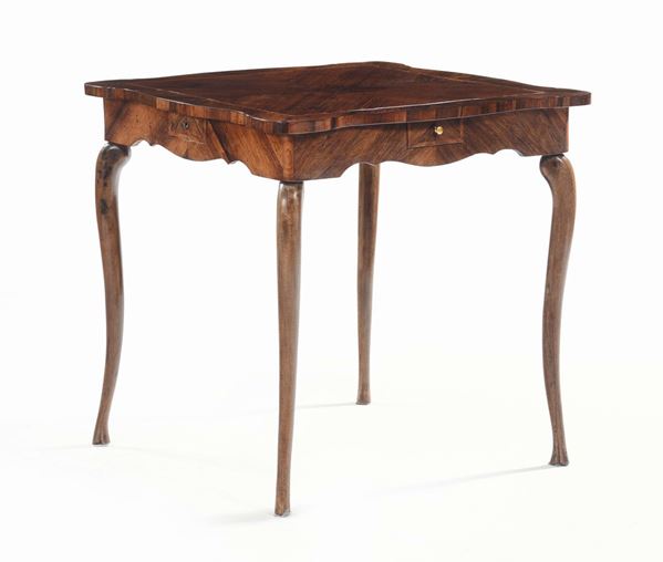 Tavolo da gioco lastronato e filettato, XVIII-XIX secolo