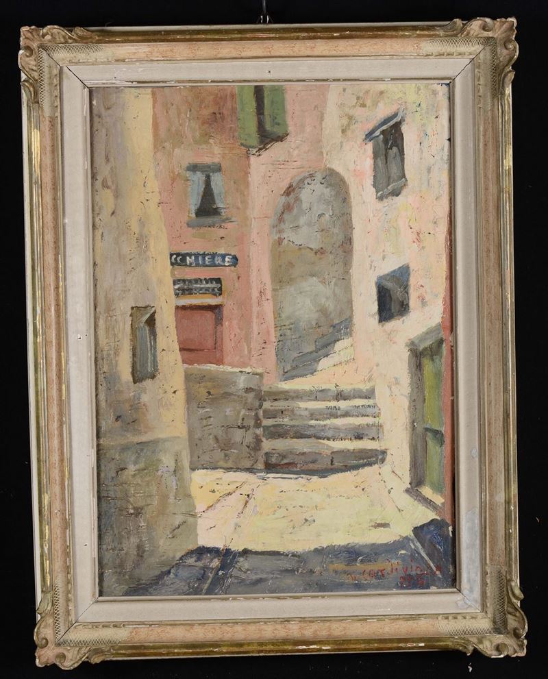 Renzo Cordiviola (1910-2000) Vicolo  - Auction Furnishings from the mansions of the Ercole Marelli heirs and other property - Cambi Casa d'Aste