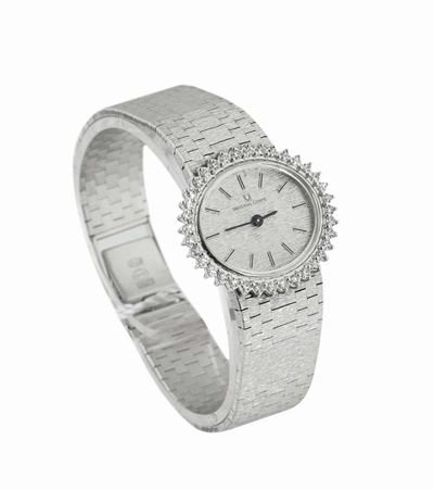 Universal Geneve, Orologio da Donna, in Oro Bianco 18k, con Brillanti e Bracciale Integrato in Or...