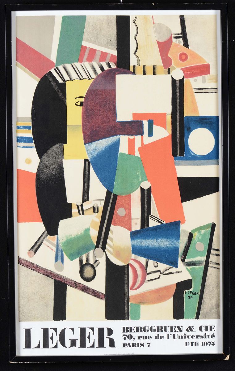 Locandina della mostra su Fernand Leger  - Asta Arredi dalle dimore degli eredi Ercole Marelli e altre provenienze - Cambi Casa d'Aste