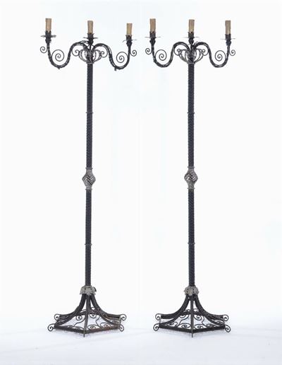 Coppia di Candelabri da Chiesa in Metallo, XX Secolo
