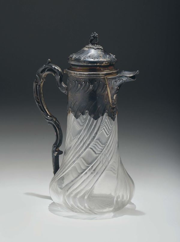 Caraffa in vetro e argento, XIX secolo