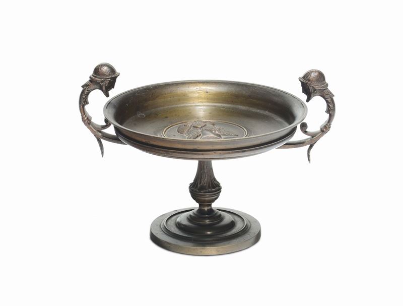 Coppia biansata in bronzo dorato, XIX secolo  - Auction Furnishings from the mansions of the Ercole Marelli heirs and other property - Cambi Casa d'Aste