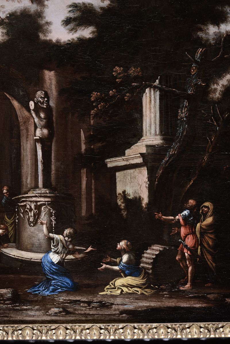 Salvator Rosa (napoli 1615 - Roma 1673), Attribuito Apaesaggio con Rito in Onore di Pan