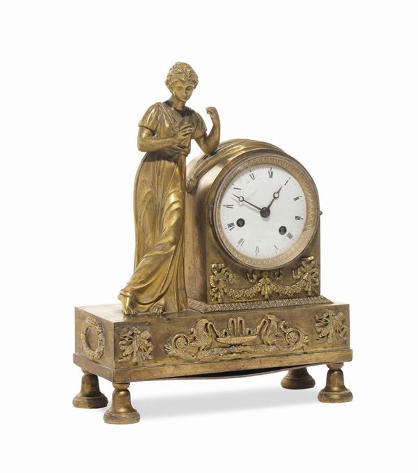 Pendola da tavolo in bronzo dorato, Francia seconda metà XIX secolo