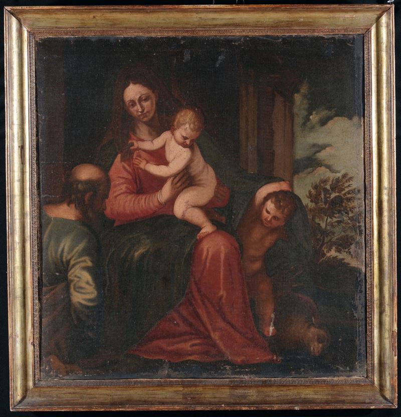 Scuola del XVIII secolo Sacra Famiglia con San Giovannino  - Auction Furnishings from the mansions of the Ercole Marelli heirs and other property - Cambi Casa d'Aste