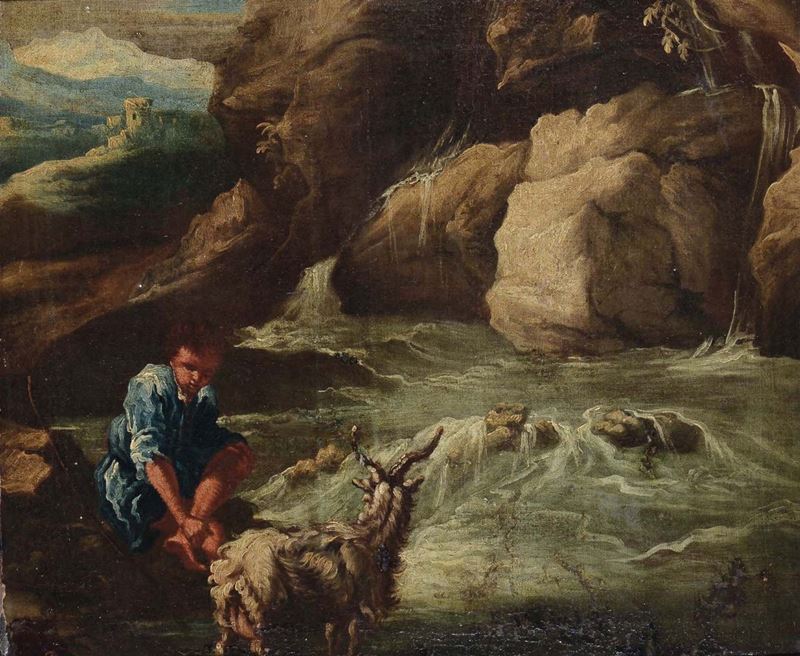 Scuola del XVIII secolo Paesaggio con pastorello  - Auction Old Masters Paintings - Cambi Casa d'Aste