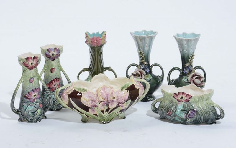 Insieme di ceramiche Liberty  - Asta Arredi dalle dimore degli eredi Ercole Marelli e altre provenienze - Cambi Casa d'Aste