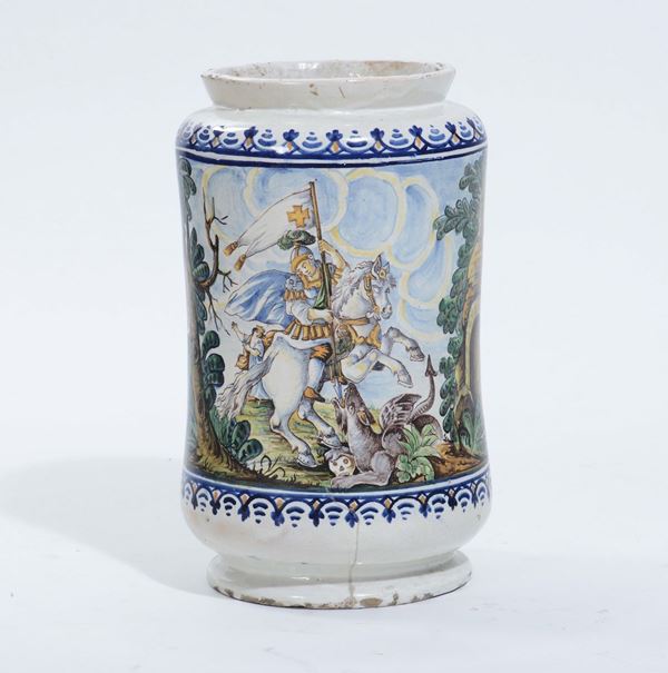 Albarello in porcellana policroma, XX secolo