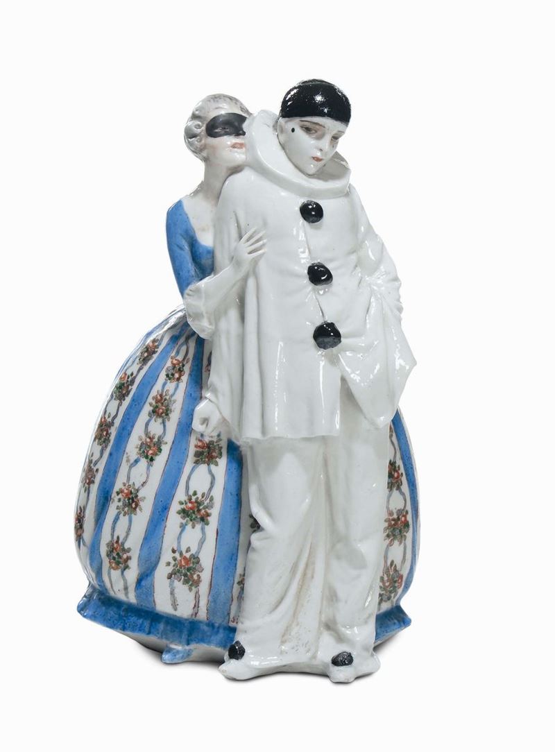 Manifattura non identificata Damina con Pierrot  - Asta Antiquariato - Cambi Casa d'Aste