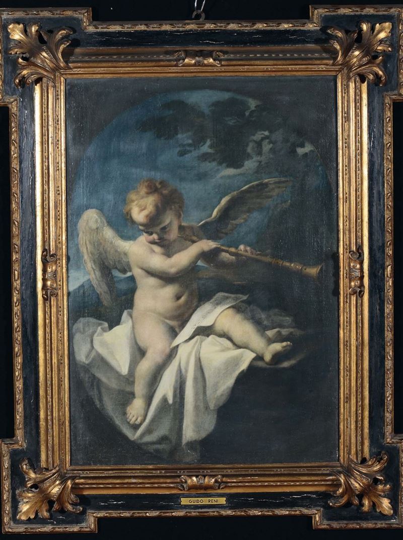Scuola Bolognese del XVII secolo Cherubino musicante  - Auction Furnishings from the mansions of the Ercole Marelli heirs and other property - Cambi Casa d'Aste