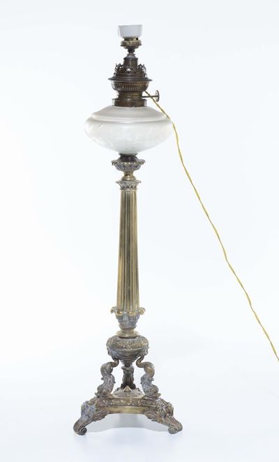 Lampada in Bronzo Dorato, XX Secolo