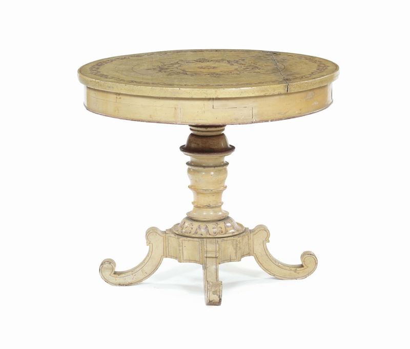 Tavolo circolare interamente laccato, XIX secolo  - Auction Furnishings from the mansions of the Ercole Marelli heirs and other property - Cambi Casa d'Aste