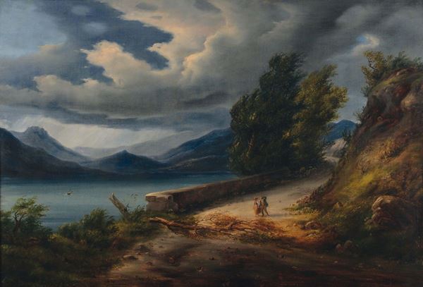 Massimo Taparelli D'Azeglio (1798-1866), attribuito a Due paesaggi con figure