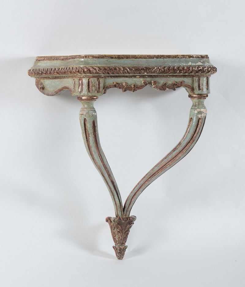 Coppia di consoline a goccia in legno laccato, XIX secolo  - Auction Furnishings from the mansions of the Ercole Marelli heirs and other property - Cambi Casa d'Aste