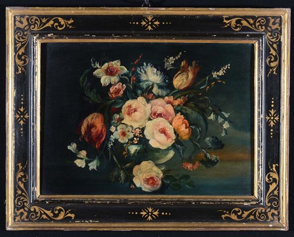 Anonimo del XX secolo Coppia di dipinti con fiori