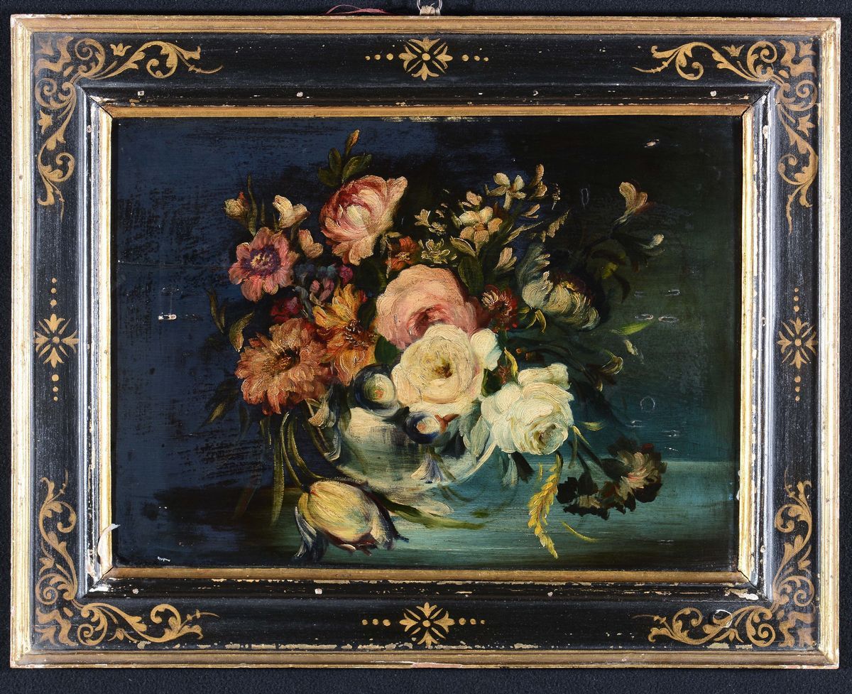 Anonimo del XX Secolocoppia di Dipinti con Fiori