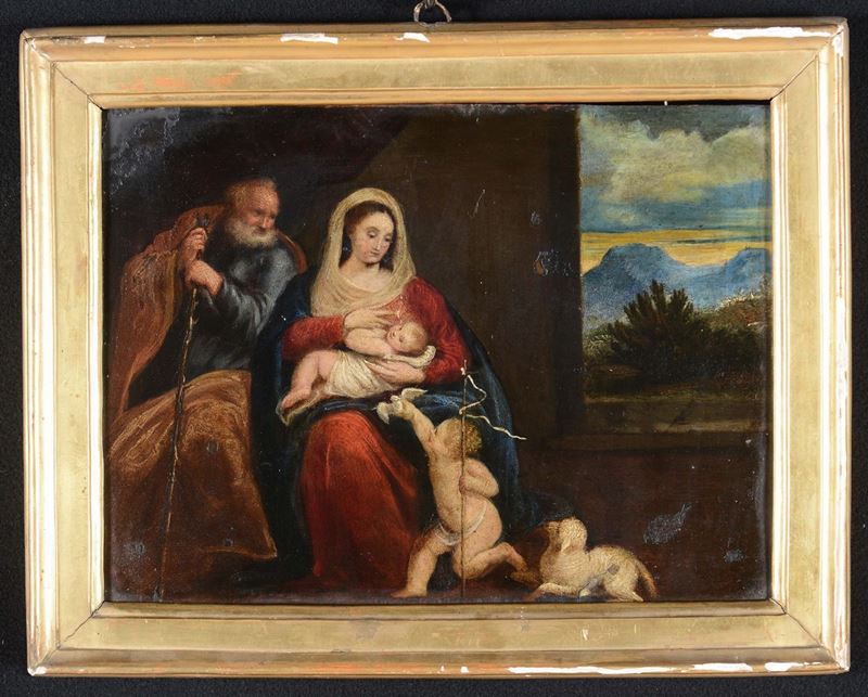 Scuola del XVIII secolo Sacra Famiglia con San Giovannino  - Auction Furnishings from the mansions of the Ercole Marelli heirs and other property - Cambi Casa d'Aste