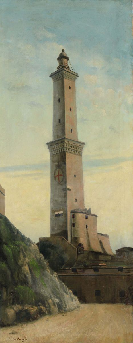 Cesare Bentivoglio (Genova 1868-1952) Lanterna di Genova  - Asta Dipinti del XIX e XX secolo - Cambi Casa d'Aste