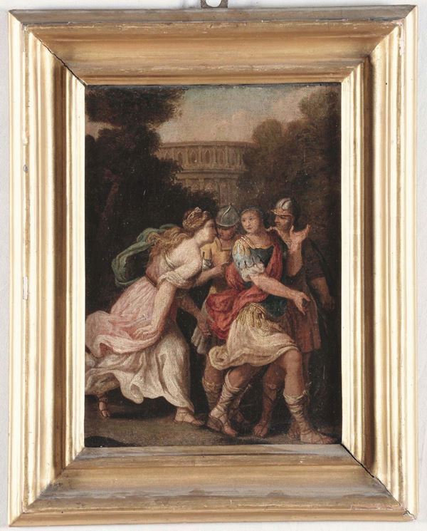 Scuola Italiana del XVIII secolo Scena allegorica con architetture