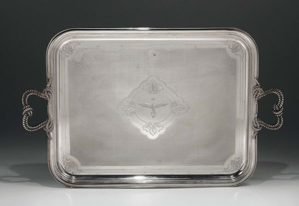 Vassoio in argento inciso e cesellato, Broggi, Milano, XX secolo