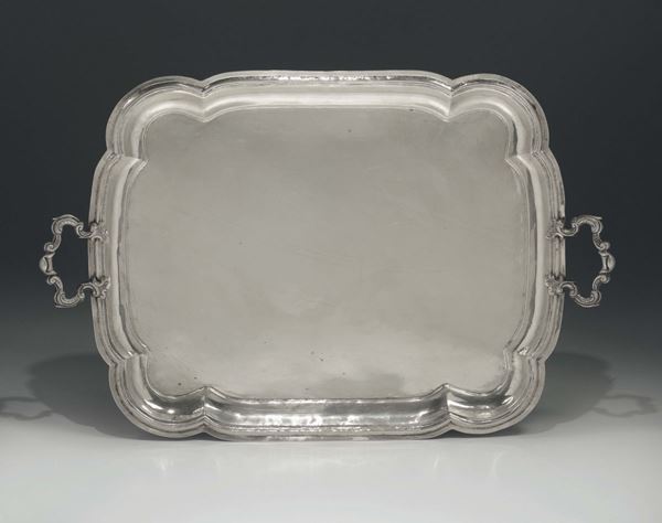 Vassoio a due manici in argento, XIX-XX secolo