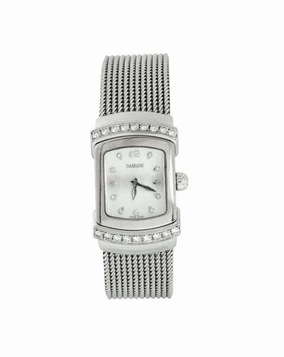 Damiani, Orologio da Signora, al Quarzo, in Oro Bianco 18k e Brillanti, Bracciale in Oro 18k. Rea...