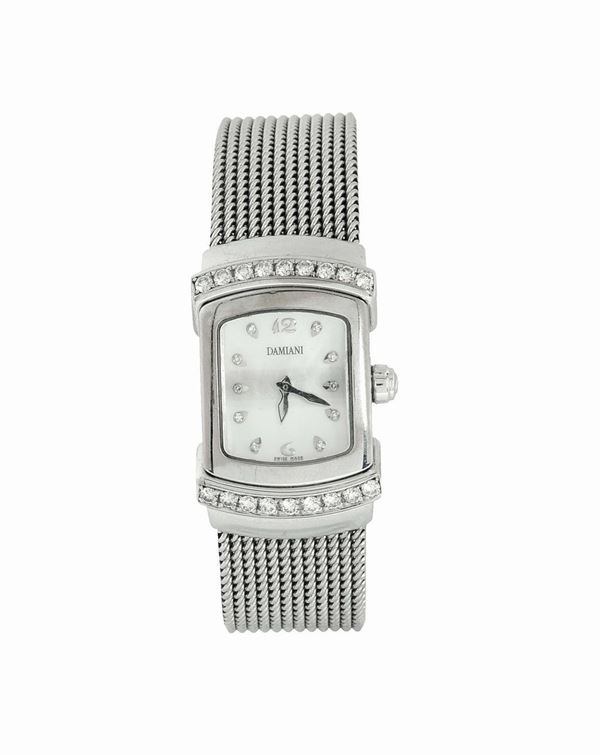 Damiani, 18K white gold and diamond lady's quartz wristwatch with an 18K white gold bracelet. Made in the 2000's. Accompanied by original box and guarantee.