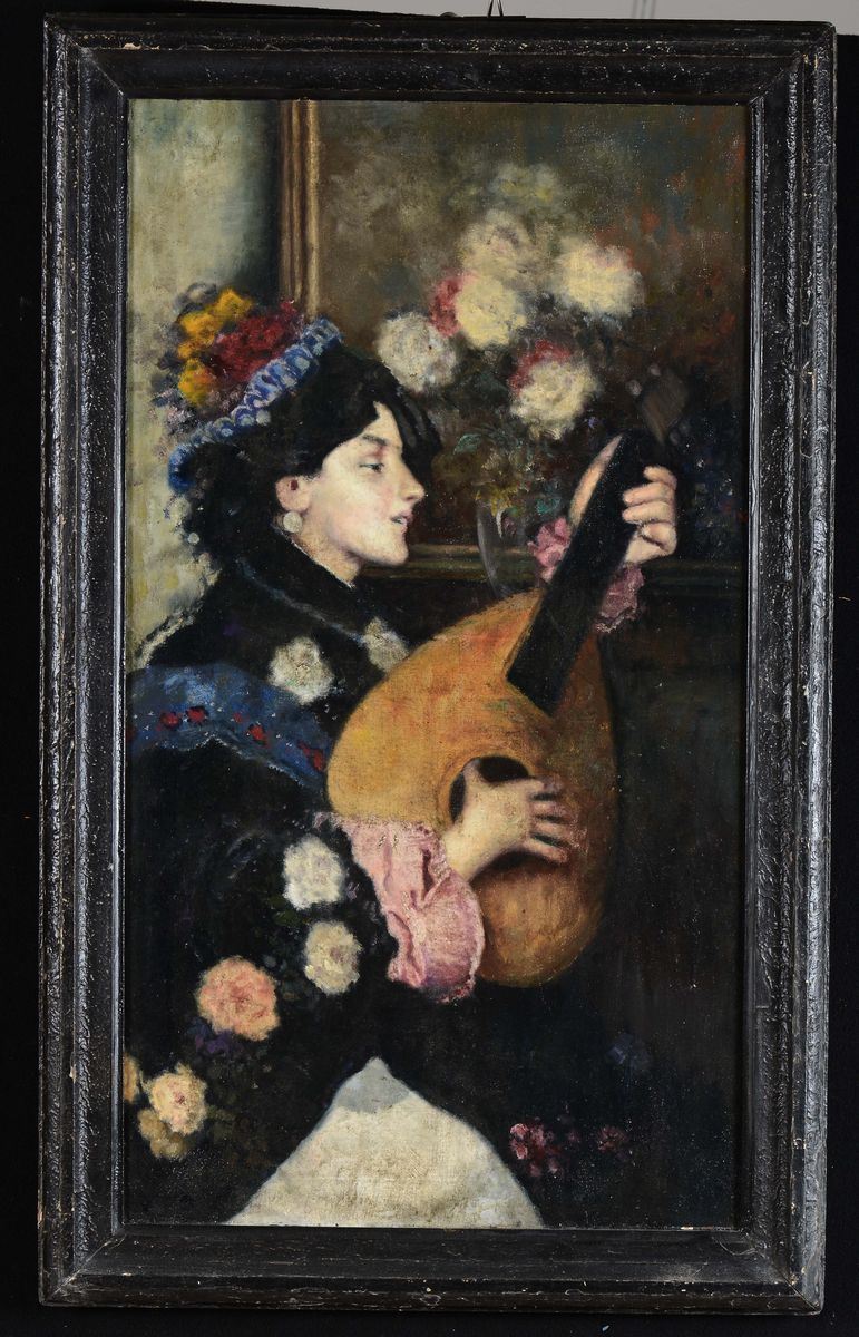 Anonimo del XIX-XX secolo Figura femminile con fiori  - Asta Arredi dalle dimore degli eredi Ercole Marelli e altre provenienze - Cambi Casa d'Aste