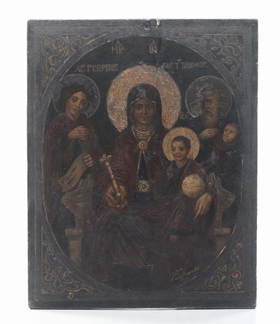 Icona Greca Raffigurante Madonna, XIX Secolo