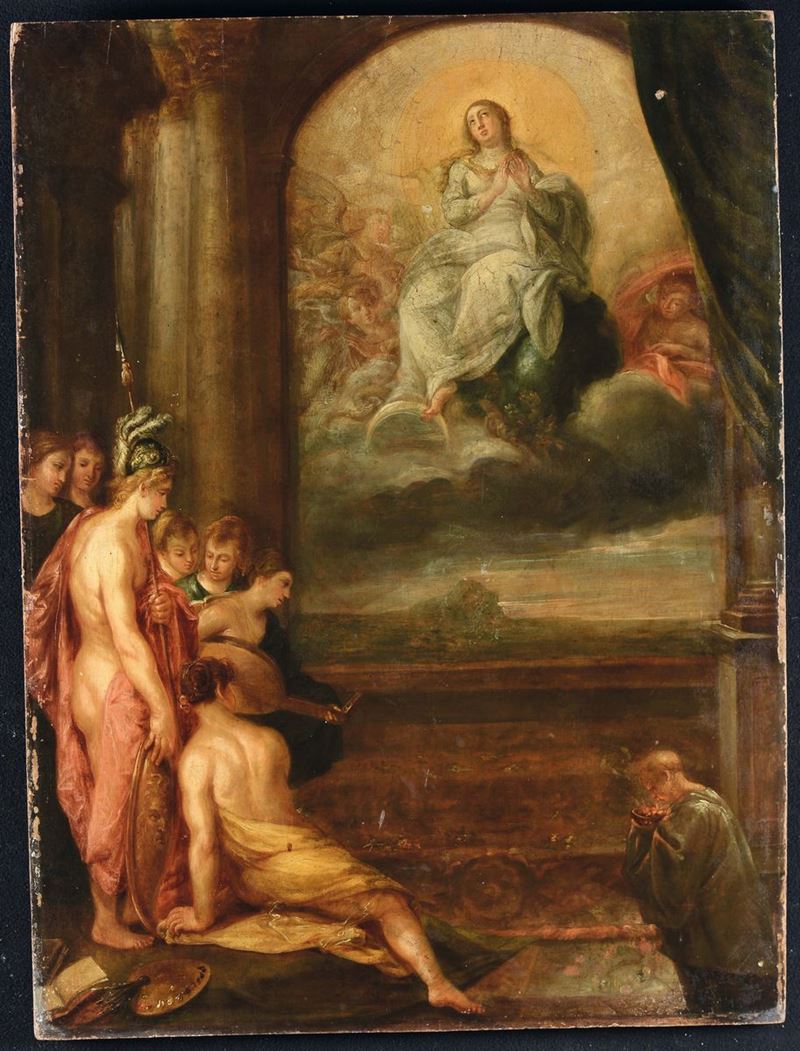 Scuola Italiana del XVII secolo Scena religiosa  - Auction Furnishings from the mansions of the Ercole Marelli heirs and other property - Cambi Casa d'Aste