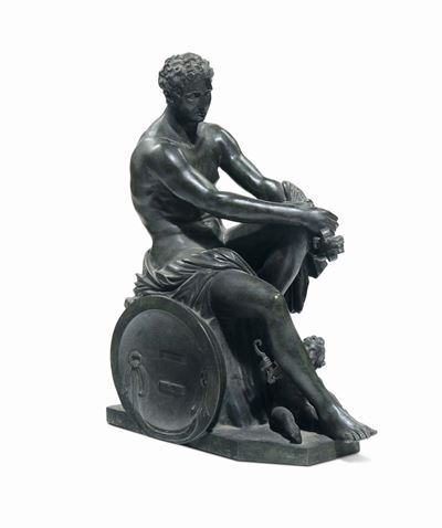 Scultura in Bronzo Patinato Raffigurante “marte Ludovisi”, Copia Dall’antico, XIX Secolo