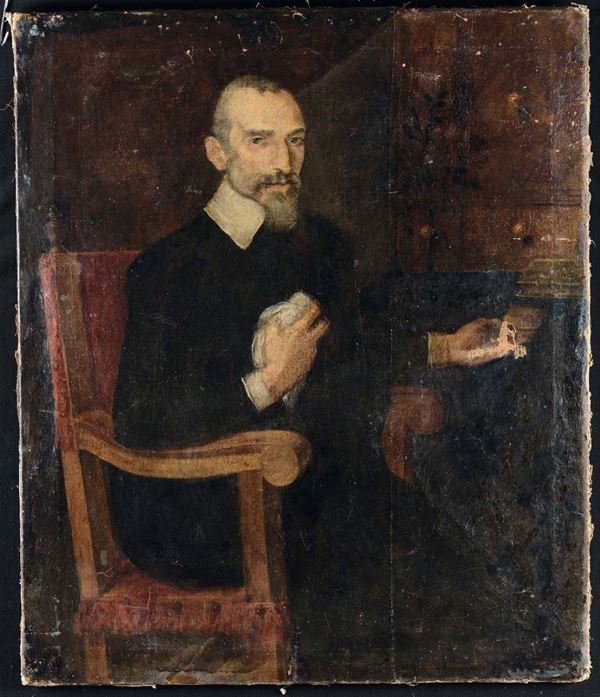 Scuola Italiana degli inizi del XVII secolo Ritratto di gentiluomo seduto