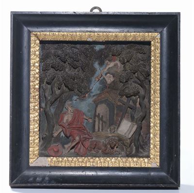 Formella in Terracotta Policroma con Raffigurazione di S.gerolamo Penitente, Italia Meridionale o...