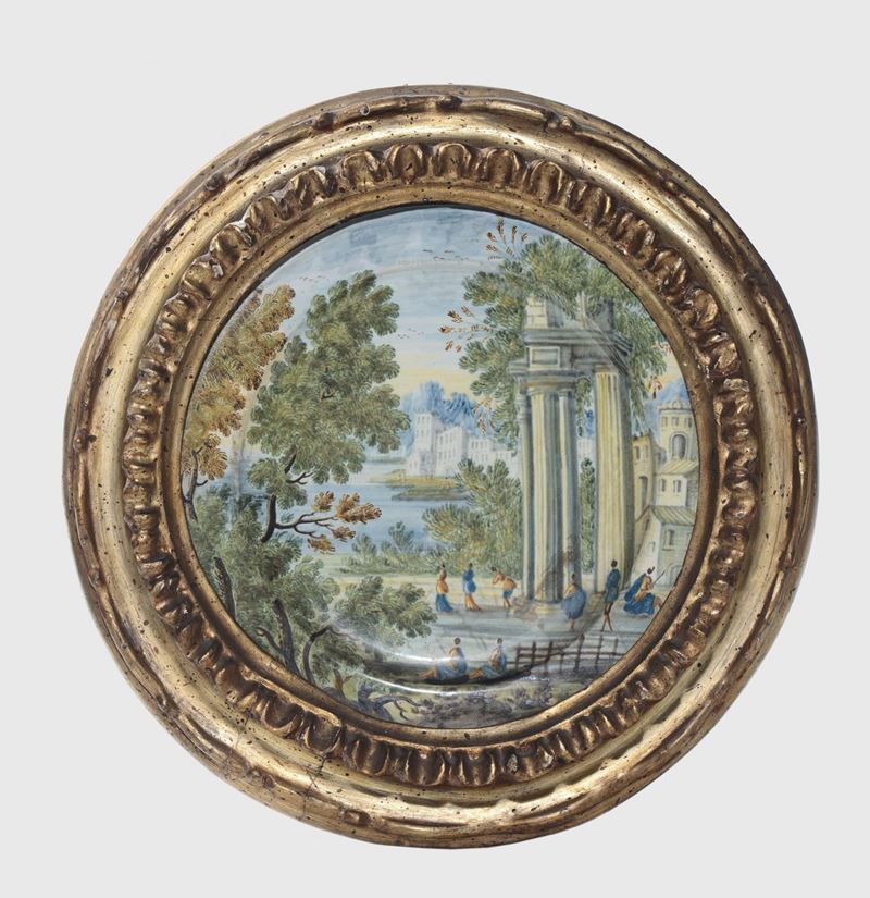 Piatto Castelli, bottega di Nicola Cappelletti (attr.), circa 1720-1750  - Auction Collectors' Majolica and Porcelain - Cambi Casa d'Aste