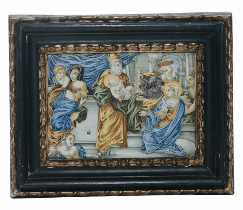 Mattonella Castelli, bottega di Berardino Gentili (attr.), circa 1740-60  - Asta Maioliche e Porcellane da Collezione - Cambi Casa d'Aste