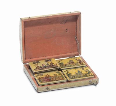 Scatola in Legno Laccato Ad Arte Povera, XIX Secolo