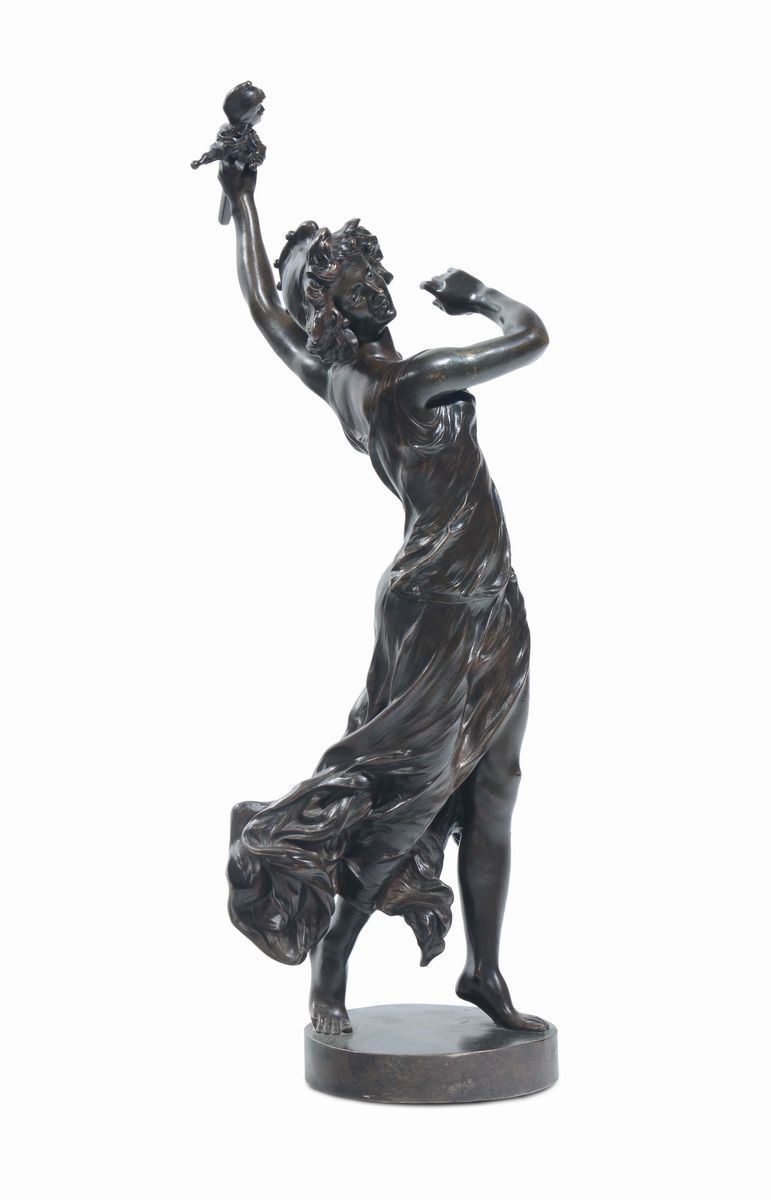 Bronzo raffigurante figura danzante, XIX secolo  - Asta Arredi dalle dimore degli eredi Ercole Marelli e altre provenienze - Cambi Casa d'Aste