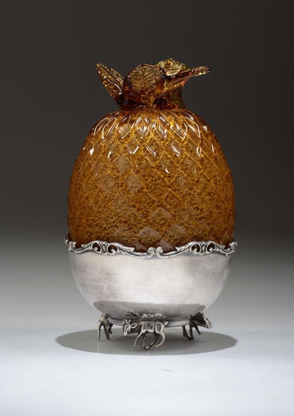 Coppa a guisa di ananas in argento e vetro, XIX secolo