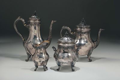 Servizio da Tè e Caffè in Argento, Francia, Tetard Fres a Paris, XIX Secolo