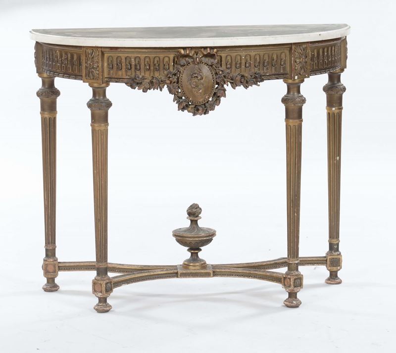 Console in legno intagliato e dorato, XIX-XX secolo  - Auction Furnishings from the mansions of the Ercole Marelli heirs and other property - Cambi Casa d'Aste
