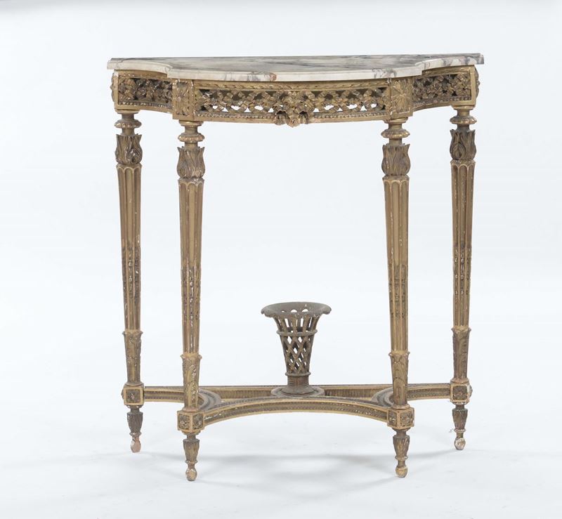 Console in legno intagliato e dorato, XIX-XX secolo  - Asta Arredi dalle dimore degli eredi Ercole Marelli e altre provenienze - Cambi Casa d'Aste