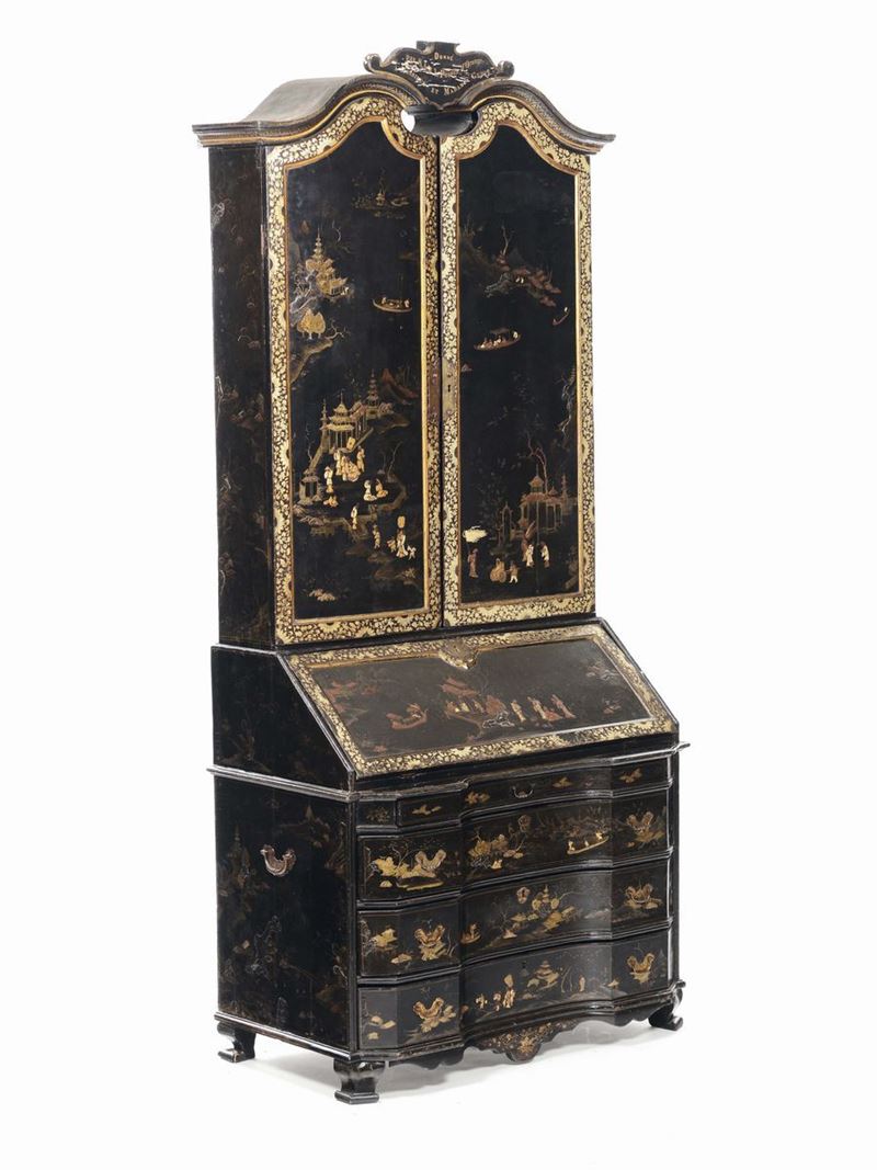 Trumeau interamente laccato a chinoiseries, Inghilterra? XVIII secolo  - Auction Furnishings from the mansions of the Ercole Marelli heirs and other property - Cambi Casa d'Aste