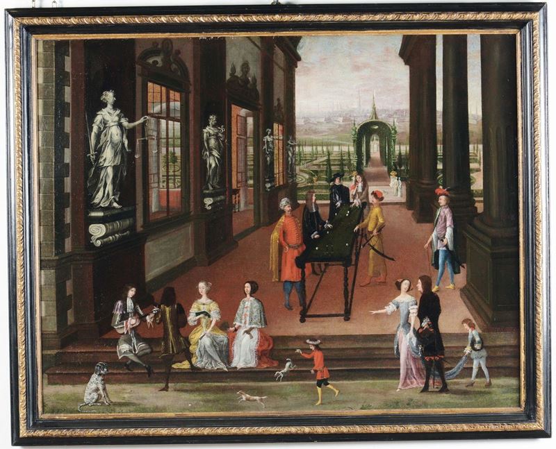 Scuola fiamminga del XVIII secolo Gioco del biliardo  - Auction Old Masters Paintings - Cambi Casa d'Aste