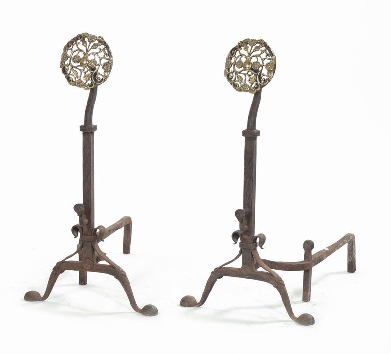 Coppia di alari in bronzo, Inghilterra  - Auction Furnishings from the mansions of the Ercole Marelli heirs and other property - Cambi Casa d'Aste