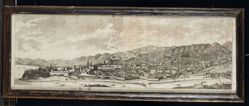 Veduta della città di Genova dalla parte di Bisagno, XVIII secolo  - Asta Arredi dalle dimore degli eredi Ercole Marelli e altre provenienze - Cambi Casa d'Aste